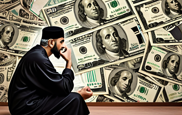 **
Prompt: "Concept of self-awareness in investing. A person thoughtfully considering their values and financial goals before making investment decisions. Abstract representation of money, goals, and personal values intermingling. Arabic cultural elements subtly incorporated."
**