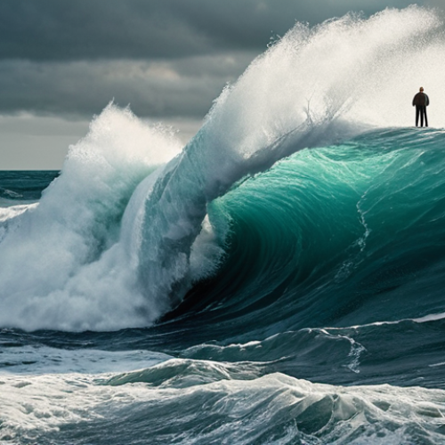Home 18 **
> A turbulent sea with crashing waves representing the financial market, contrasted with a calm, composed investor standing firm. Focus on the emotional contrast between market volatility (fear, greed) and investor stability (strategy, discipline). Use a color palette that evokes both the chaos of the market and the serenity of a well-prepared investor.
**