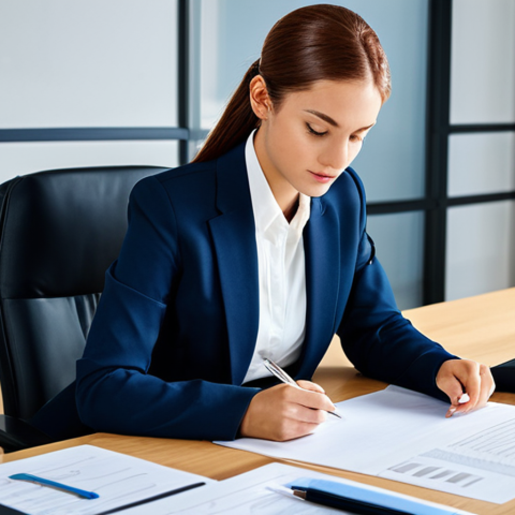 주식 투자에서의 감정 관리 기법 - Professional Businesswoman in a Modern Office**
"A professional businesswoman in a modest business ...