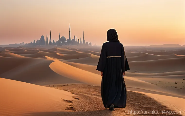 감정적 투자 오류의 기초부터 심화까지 - **Prompt:** A young woman, dressed in a modest, contemporary abaya with subtle embroidered details, ...