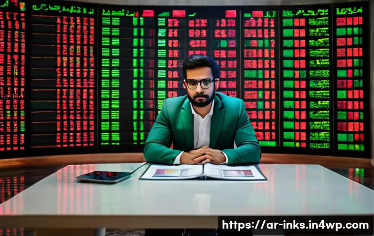 감정적 투자 오류의 유형과 특징 - A thoughtful Middle Eastern man in his 30s sitting at a modern desk with multiple financial charts d...