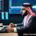 감정 관리와 투자 성과의 상관관계 - A professional Middle Eastern male investor in traditional attire, sitting calmly at a modern desk w...