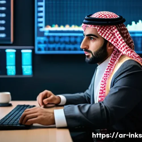 감정 관리와 투자 성과의 상관관계 - A professional Middle Eastern male investor in traditional attire, sitting calmly at a modern desk w...