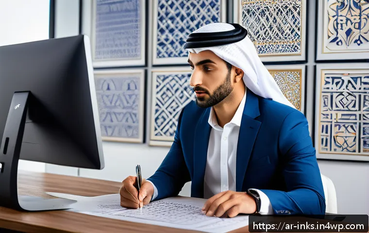 투자에서의 감정과 직관의 상관관계 - A Middle Eastern male investor in his early 30s sitting thoughtfully at a sleek modern desk in a sun...